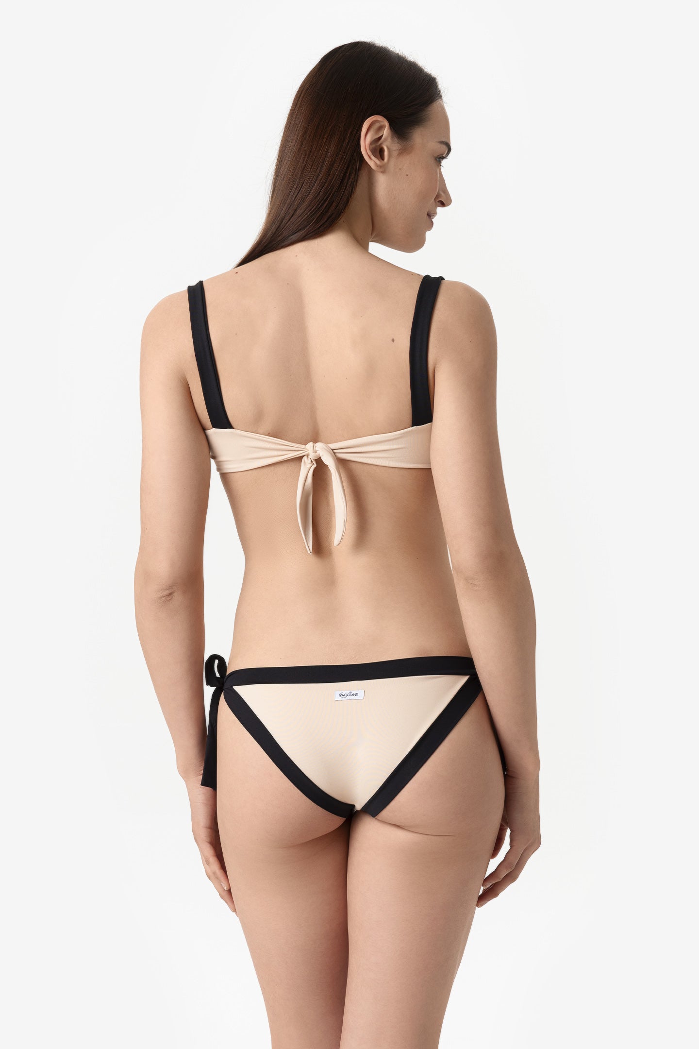 Elettra | Slip Annodato Bordato - Beige/Nero - donna - Raggianti