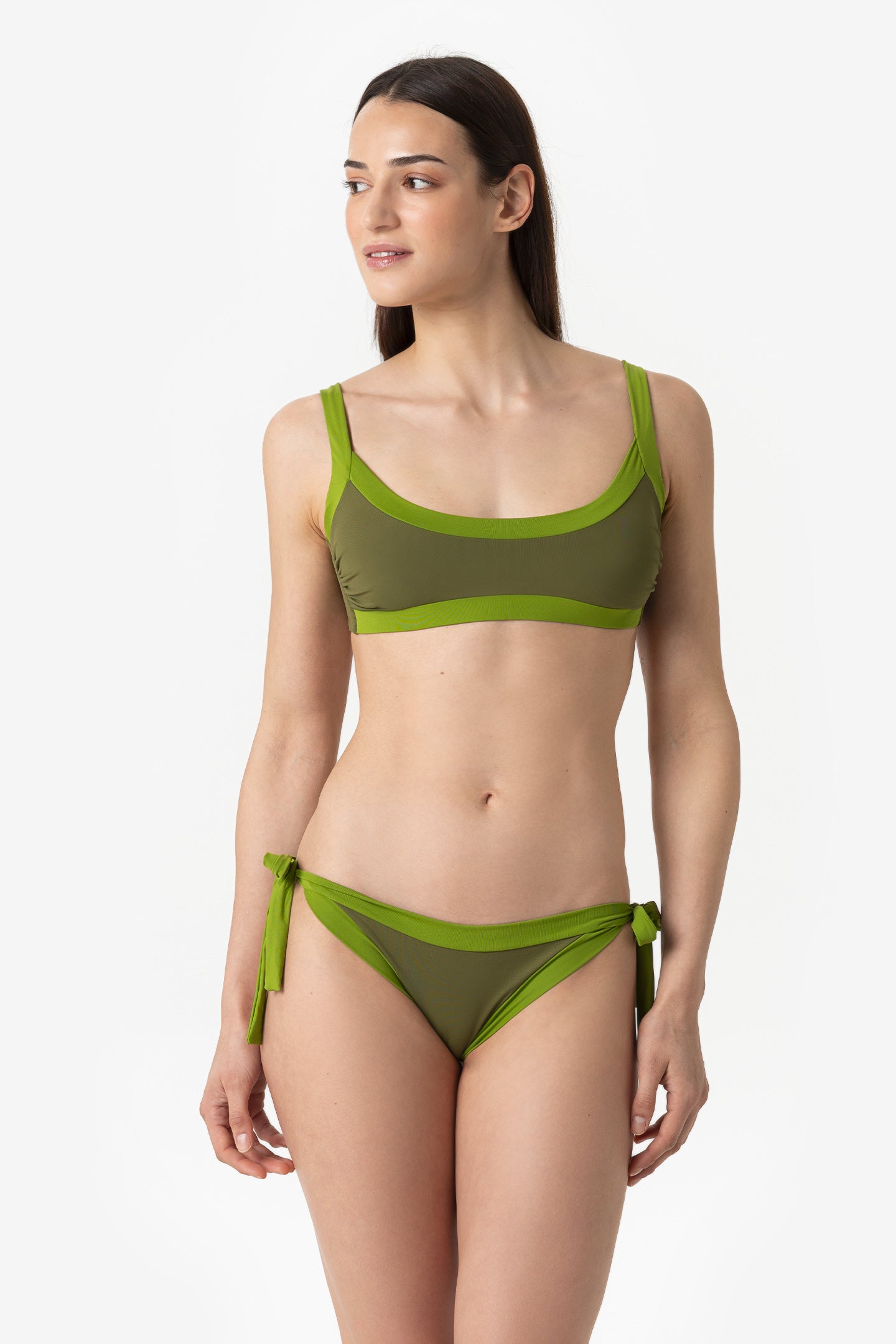 Elettra | Slip Annodato Bordato - Verde Militare/Verde - donna - Raggianti