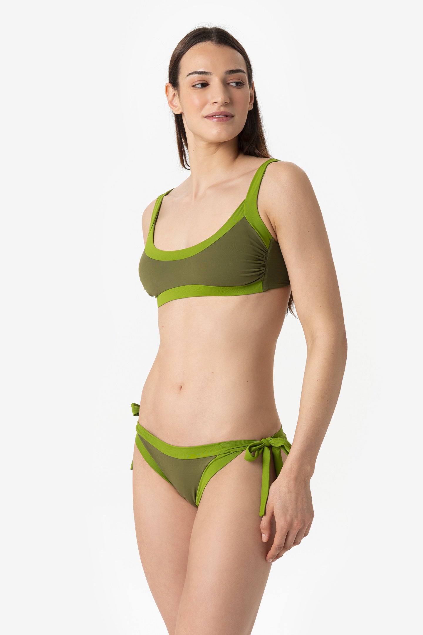 Elettra | Slip Annodato Bordato - Verde Militare/Verde - donna - Raggianti