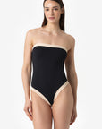 Isa | Intero Fascia Bordato Con Coppe - Nero/Beige - donna - Raggianti