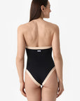 Isa | Intero Fascia Bordato Con Coppe - Nero/Beige - donna - Raggianti