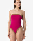 Isa | Intero Fascia Bordato Con Coppe - Magenta/Tabacco - donna - Raggianti