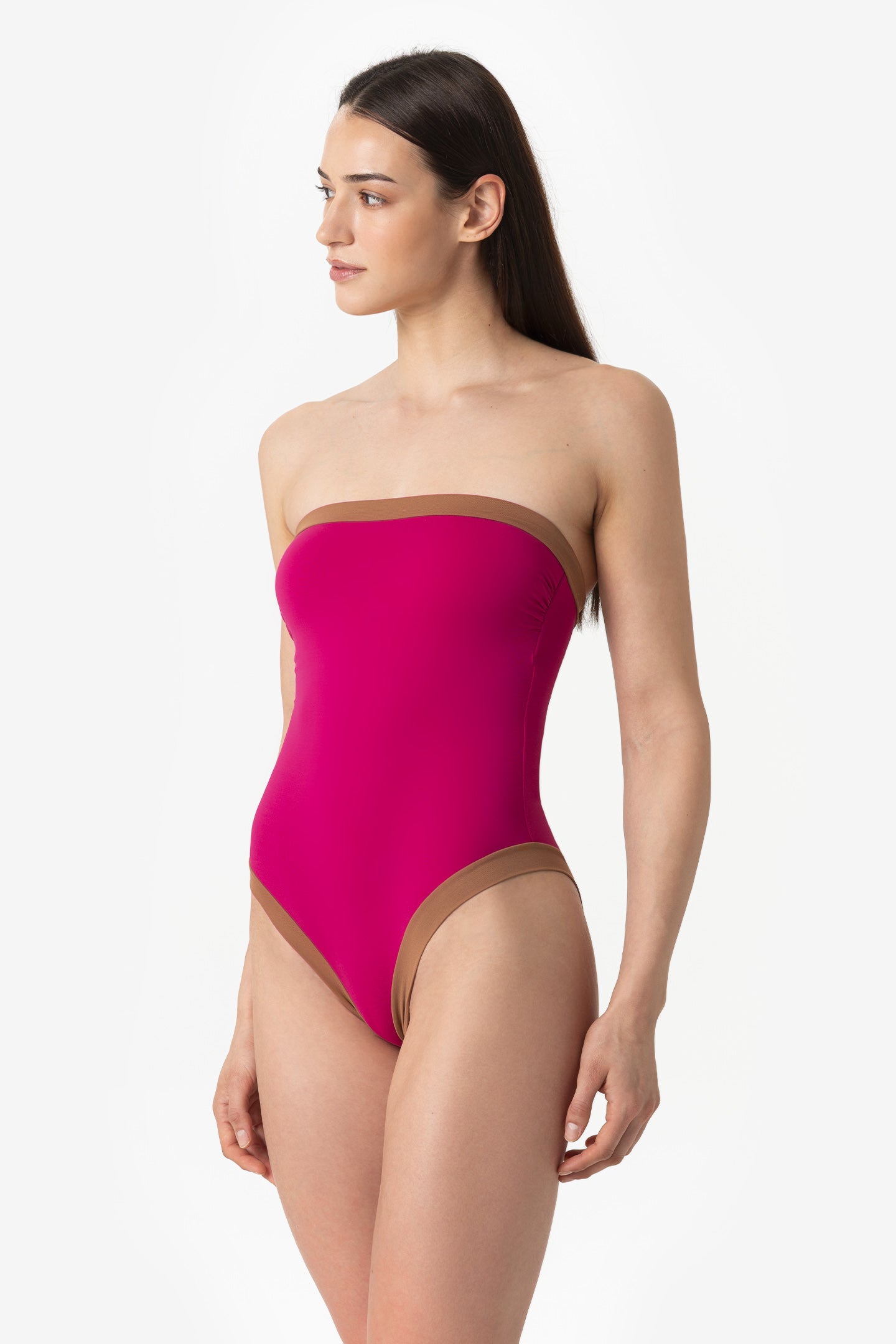 Isa | Intero Fascia Bordato Con Coppe - Magenta/Tabacco - donna - Raggianti