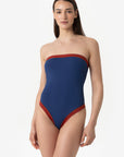 Isa | Intero Fascia Bordato Con Coppe - Blu/Ruggine - donna - Raggianti