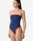 Isa | Intero Fascia Bordato Con Coppe - Blu/Ruggine - donna - Raggianti
