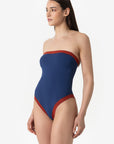 Isa | Intero Fascia Bordato Con Coppe - Blu/Ruggine - donna - Raggianti