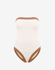 Isa | Intero Fascia Bordato Con Coppe - Yougurt/Tabacco - donna - Raggianti