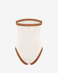 Isa | Intero Fascia Bordato Con Coppe - Yougurt/Tabacco - donna - Raggianti