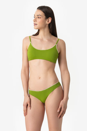 Ginevra | Slip Vita Bassa Con Ricamo - Botonic Verde - donna - Raggianti